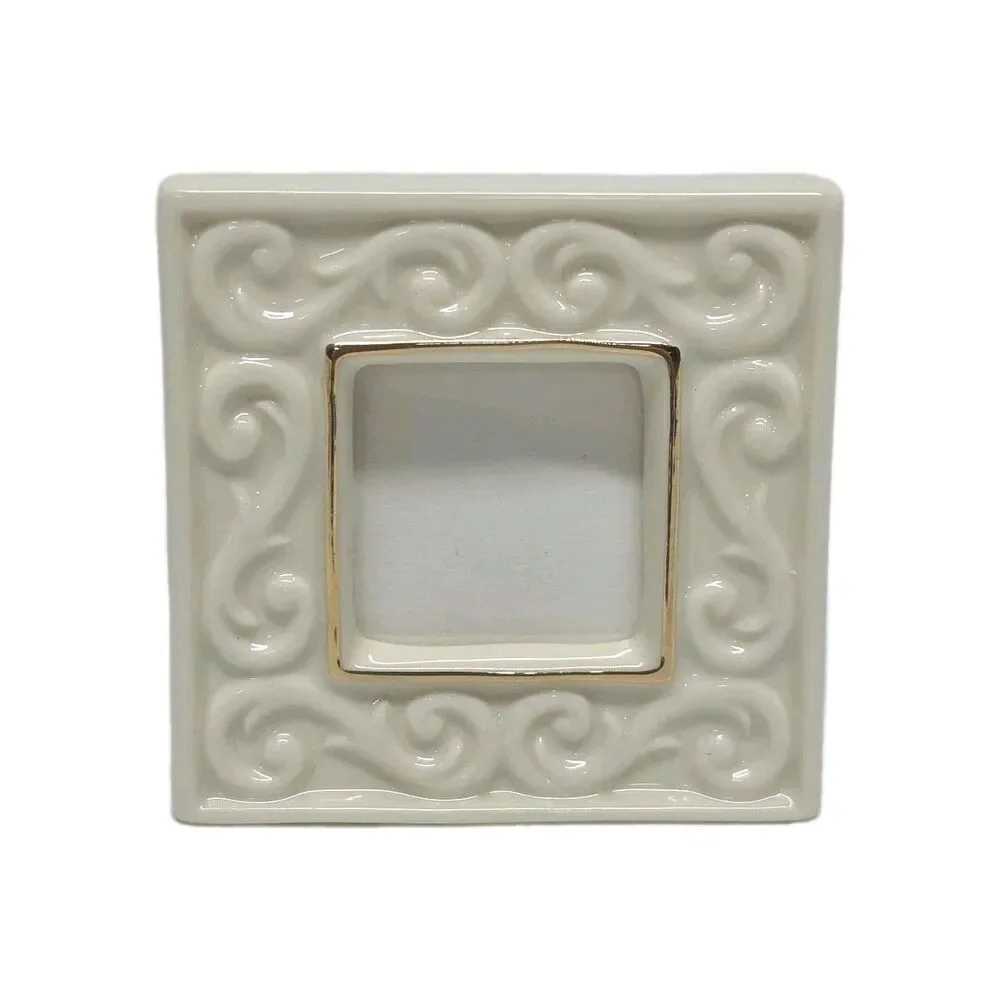 LENOX 3 DIFFERENT MINI IVORY PORCELAIN PICTURE FRAMES HEART CIRCLE SQUARE